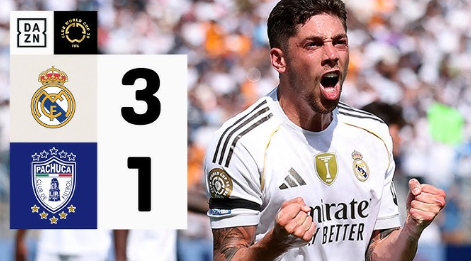 Real Madrid venció 3-1 a Pachuca jugando casi todo con diez y da paso firme al liderato