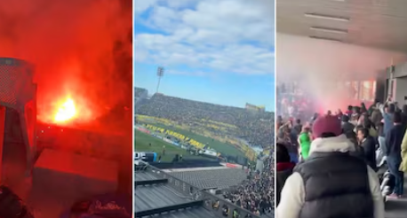 Incidentes en el clásico entre Peñarol y Nacional: una bengala náutica hirió a un trabajador de seguridad.